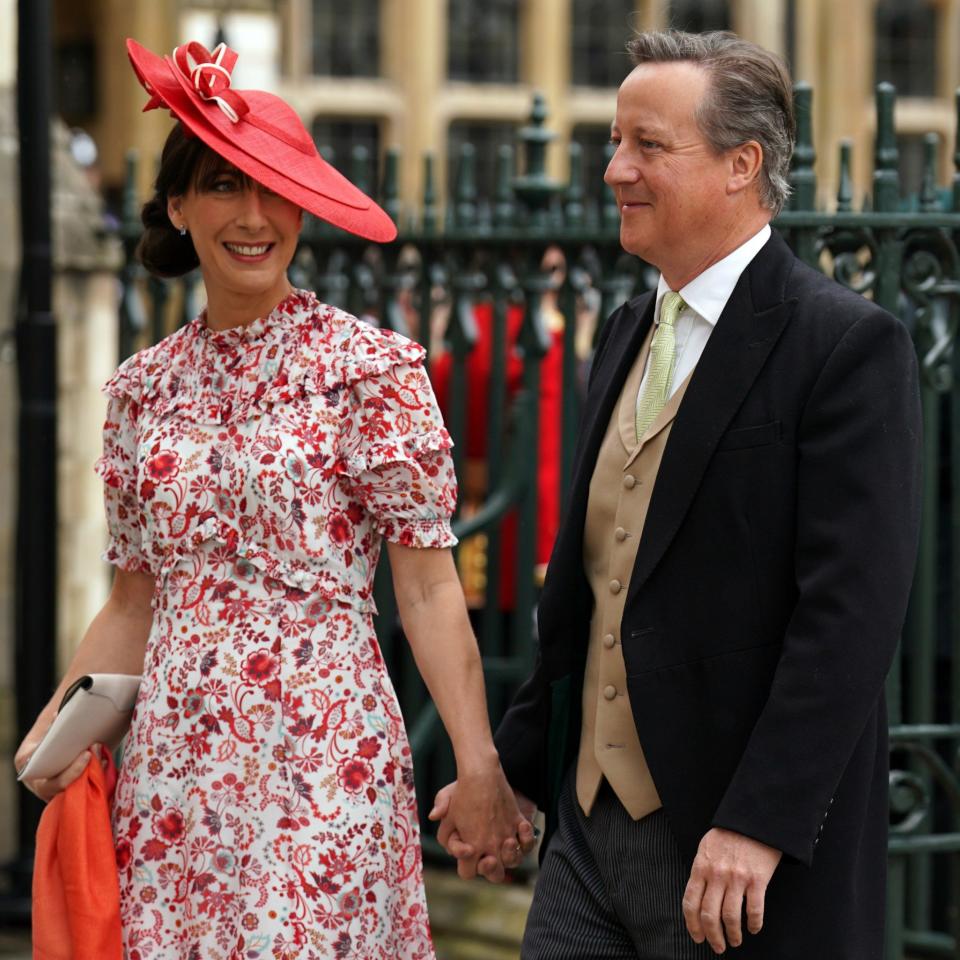 Samantha and David Cameron arrive at the coronation in 2023