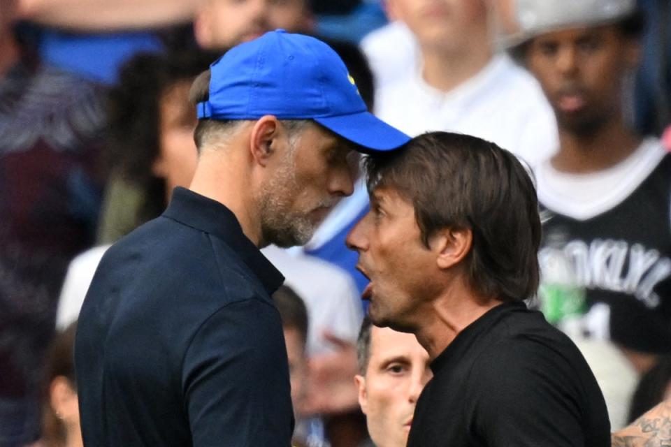 Thomas Tuchel and Antonio Conte repeatedly clashed during Chelsea’s draw with Tottenham (AFP via Getty Images)