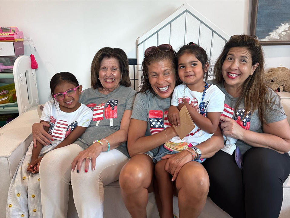 Hoda Kotb enjoyed her 2023 Fourth of July with her mom, Sameha Kotb, sister, Hala Kotb, and two daughters, Haley and Hope. (@hodakotb via Instagram )