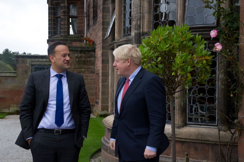 Ireland's Prime Minister (Taoiseach) Leo Varadkar and British Prime Minister Boris Johnson meet in Thornton Manor