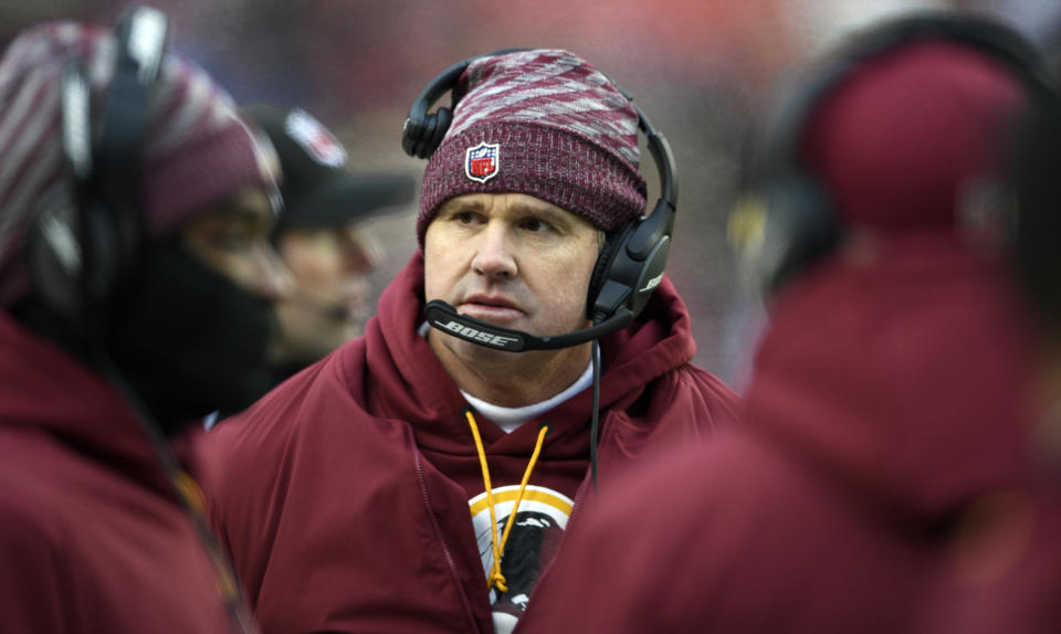 Washington Redskins head coach Jay Gruden will be back for a sixth season as the team's coach. (AP)