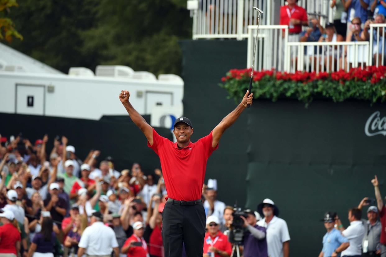 Emotional: Tiger Woods said he was 'tearing up' on the 18th hole: USA TODAY Sports