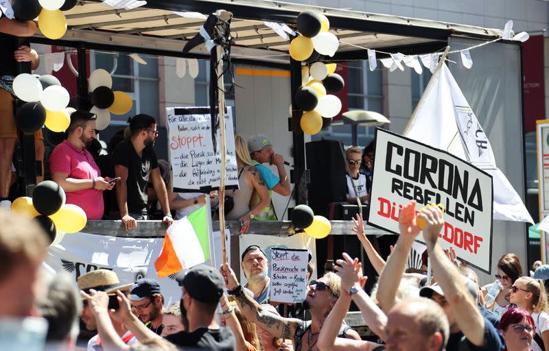 Demonstration against the government's restrictions amid the coronavirus disease (COVID-19) outbreak, in Berlin