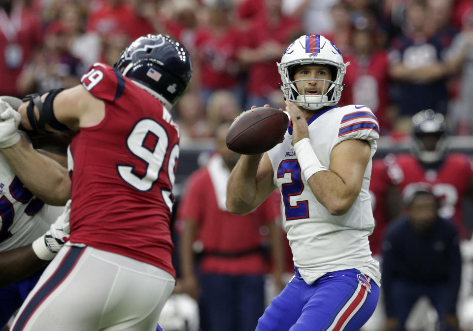 Quarterback Nathan Peterman was a punch line during his time in Buffalo. (AP)