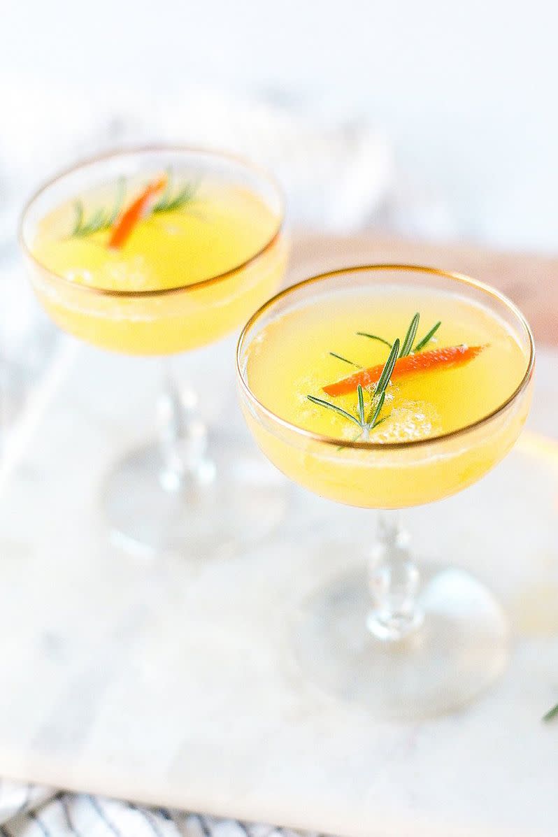 <p>Raise a glass with clementine mimosas infused with earthy rosemary.</p><p><em><a href="http://laurenkelp.com/clementine-and-rosemary-mimosa/" rel="nofollow noopener" target="_blank" data-ylk="slk:Get the recipe from Lauren Kelp »;elm:context_link;itc:0;sec:content-canvas" class="link ">Get the recipe from Lauren Kelp »</a></em></p>