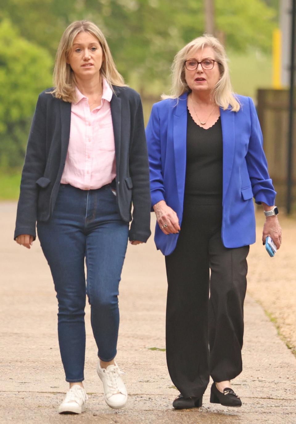 Susan Hall arrives then leaves at her local polling station in Hatch End supported by her daughter Louise Staite (Â© Nigel Howard / NIGEL HOWARD M)