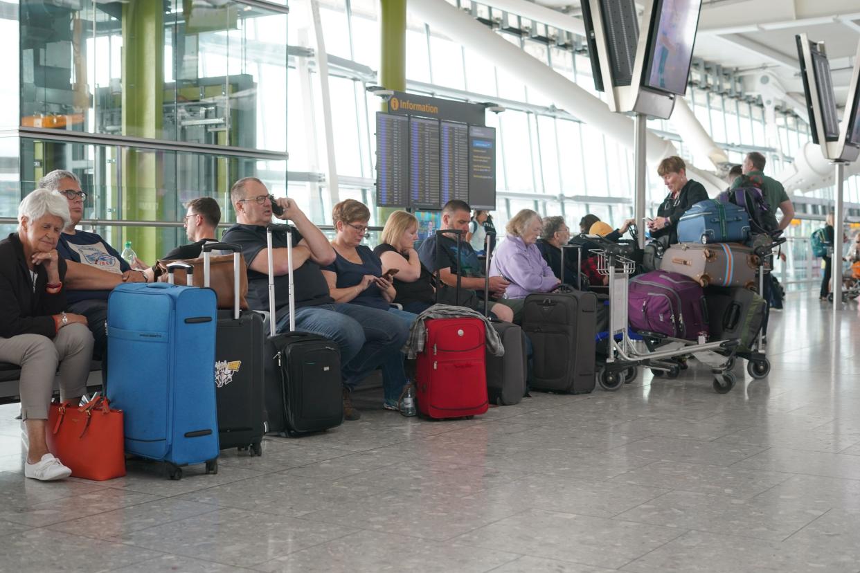 Passengers at Heathrow Airport as disruption from air traffic control issues continues across the UK and Ireland. Travel disruption could last for days after flights were cancelled leaving thousands of passengers stranded during a technical fault in the UK's air traffic control (ATC) system. Picture date: Tuesday August 29, 2023.