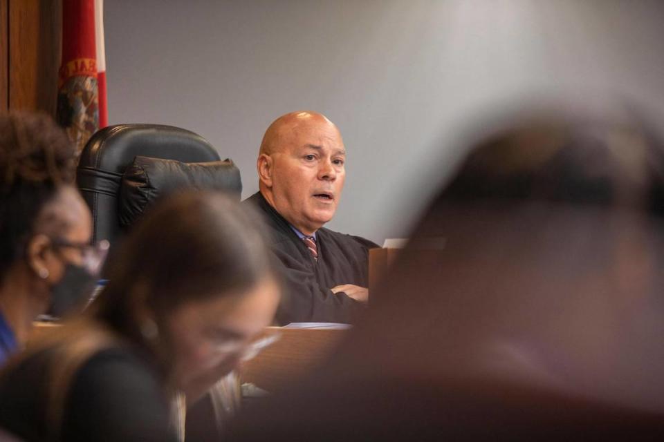 Judge Alberto Milian sentences Robert McCartney, who was convicted of a 1991 rape, Friday, Aug. 12, 2022, at Richard E. Gerstein Justice Building in Miami.