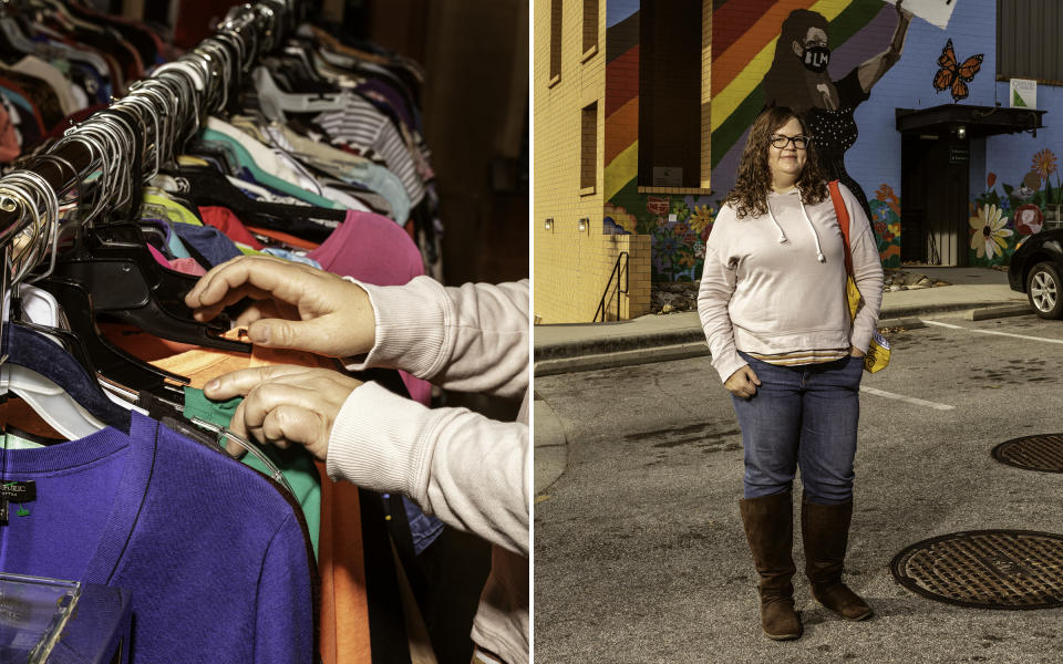 Sarah Urquhart browses the aisles at CommunityWorx Thrift Shop. Sarah tries to avoid buying new items and typically shops for herself and friends at thrift stores throughout the area.<span class="copyright">Jeremy M. Lange for TIME</span>