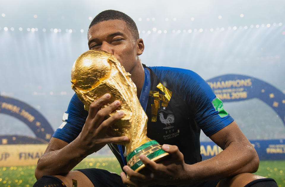 Mbappe helped France to World Cup success at Russia 2018.  (Photo by Matthias Hangst/Getty Images)