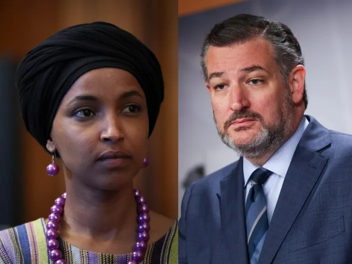 Minnesota Rep. Ilhan Omar and Texas Sen. Ted Cruz