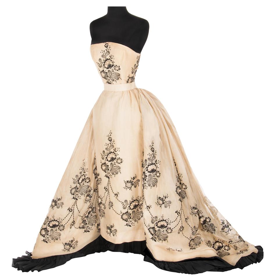 <p>Reynolds had an extensive collection of costumes, including this one worn by Audrey Hepburn in <em>Sabrina</em> in 1954. Designed by Hubert de Givenchy, the two-piece white strapless gown is made of organza and features a bustled train. It's likely to sell for more than $80,000.</p>