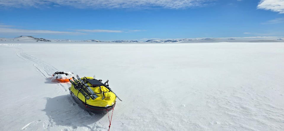 Nanavati hauled a double sled setup of around 130kg. 