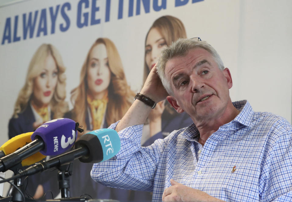 Ryanair boss Michael O’Leary admits the airline “messed up” its pilots’ holiday schedules (Niall Carson/PA via AP)