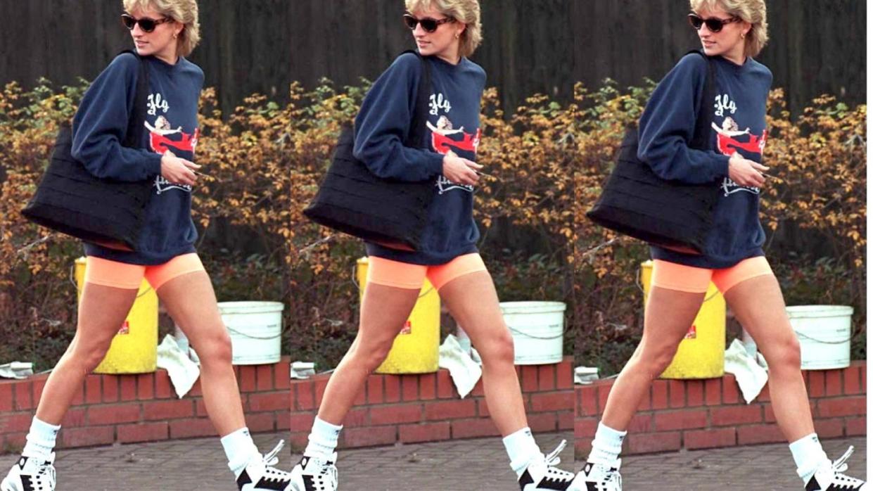 Vuelve a la era de la princesa Diana con estos leggings cortos de neón por 11 dólares. (Foto: InTheKnow)