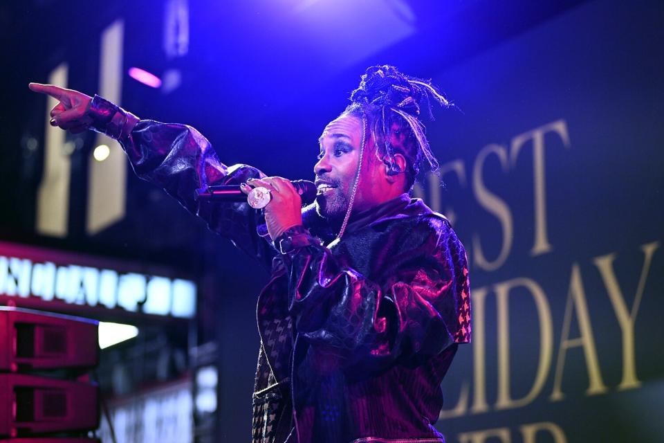 Billy Porter performs on stage during Bloomingdale's 150th Holiday Window Unveiling at Bloomingdale's