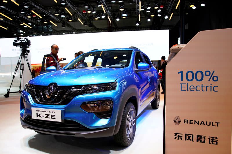 FILE PHOTO: Renault's new electric vehicle (EV) City K-ZE is presented during the media day for Shanghai auto show