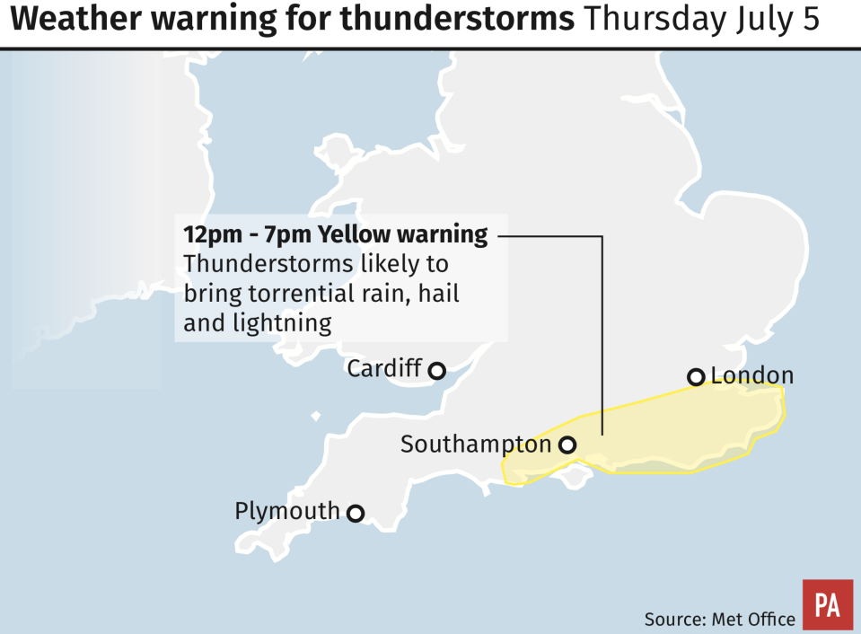 <em>It looks like we might be coming to the end of the heatwave, with thunder storms predicted (Picture: PA)</em>