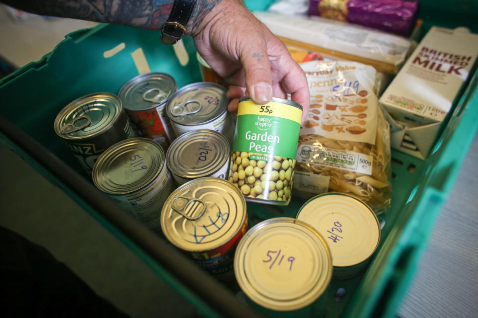 CAMBORNE, UNITED KINGDOM - JULY 25:  Food stocks from the charity Transformation CPR are seen at the foodbank being run at the Camborne Centenary Methodist Church in Camborne on July 25, 2017 in Cornwall, England.   Transformation CPR is run by local churches and oversees and develops social care projects in the Camborne, Pool and Redruth area in partnership with other agencies.  The foobank  is currently providing  between 8000 and 10,000 meals every month to people who cannot afford to feed themselves and their families. Figures released by Eurostat in 2014 named the British county of Cornwall as one of Europe's top ten poverty areas falling behind Poland, Lithuania and Hungary. Average wages were £14,300 compared with the UK national figure of £23,300 and £20,750 across Europe. UK government statistics show almost a quarter of people living in the Camborne, Pool and Redruth (CPR) area of Cornwall are in one of the most deprived areas of England with the highest level of childhood obesity, almost a quarter of children aged under 16 living in poverty and the lowest life expectancy.  The area, which has long suffered from severe industrial decline with the demise of the copper and tin mining industries, has not shared in the wealth created in nearby tourist havens such as Newquay, Padstow and St Ives.  Cornwall is the only UK county to have previously received emergency funding from the European Union (EU) and was one of the major beneficiaries of the UK's membership of the EU due to the large amount of funding made available through the EUs Objective One and Convergence programmes.  Despite this voters overwhelmingly backed the campaign to leave the European Union in the June 2016 referendum. (Photo by Matt Cardy/Getty Images)
