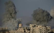 Smoke billows following Syrian government bombardments in the Eastern Ghouta region on March 3, 2018