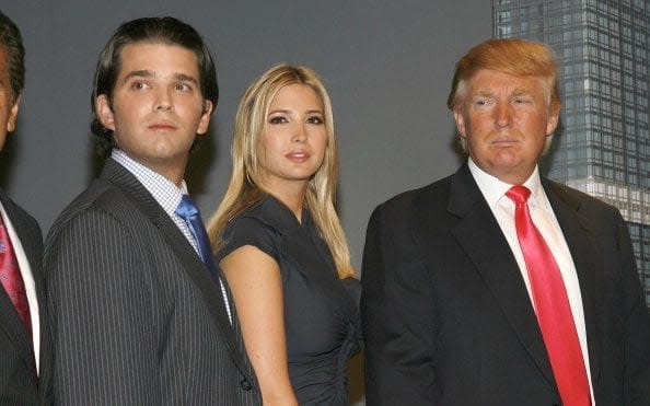 Donald Jr, Ivanka and Donald Trump at the launch of Trump SoHo in September 2007 - 2007 WireImage