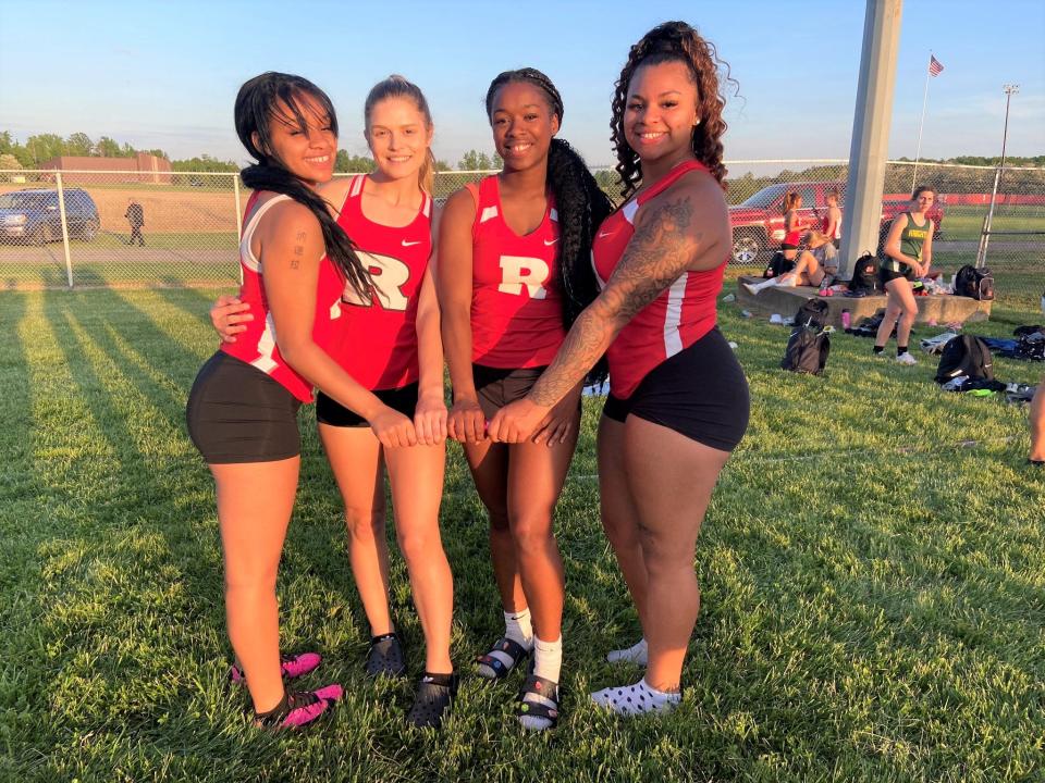 Richmond's girls' 4x100 relay team poses after competing at sectionals May 17, 2022.