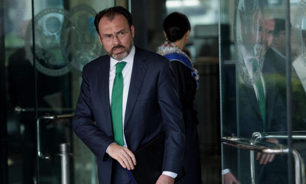 Mexico’s foreign minister, Luis Videgaray, leaves the US Department of State after a meeting on 8 February in Washington.