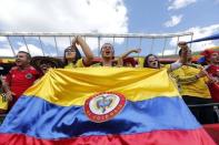 Jun 22, 2015; Edmonton, Alberta, CAN; Colombia fans cheer before the game against the United States in the round of sixteen in the FIFA 2015 women's World Cup soccer tournament at Commonwealth Stadium. Mandatory Credit: Erich Schlegel-USA TODAY Sports