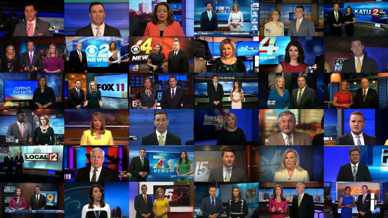 A screenshot of&nbsp;a Deadspin video about the Sinclair Broadcast Group that went viral over the weekend. (Photo: Deadspin)