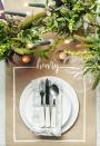 <p>Using white paint marker, draw a "placemat" over plain kraft paper. Then fill the surrounding area with lots of lush greenery.</p><p><a class="link " href="https://www.amazon.com/IDL-Packaging-Packing-Tablecloth-Projects/dp/B08G5F57SM?tag=syn-yahoo-20&ascsubtag=%5Bartid%7C10070.g.23289609%5Bsrc%7Cyahoo-us" rel="nofollow noopener" target="_blank" data-ylk="slk:SHOP KRAFT PAPER;elm:context_link;itc:0;sec:content-canvas">SHOP KRAFT PAPER </a></p>