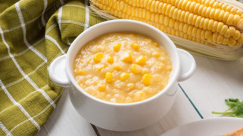 Bowl of corn chowder