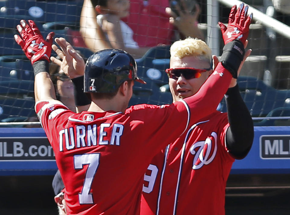 Trea Turner, multi-category fantasy cornerstone. (AP Photo/Kathy Willens)