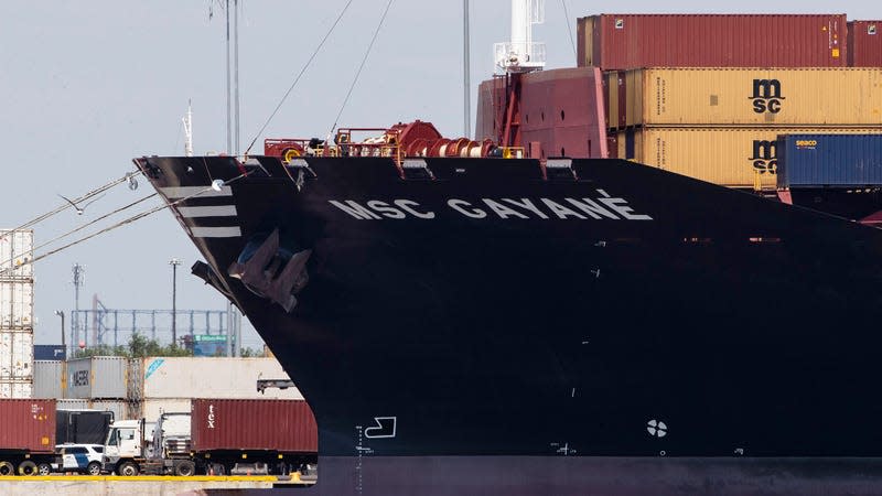 The MSC Gayane at Philadelphia’s Packer Avenue Marine Terminal port.