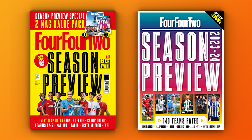 Bag and cover of the 2023-24 FourFourTwo season preview issue