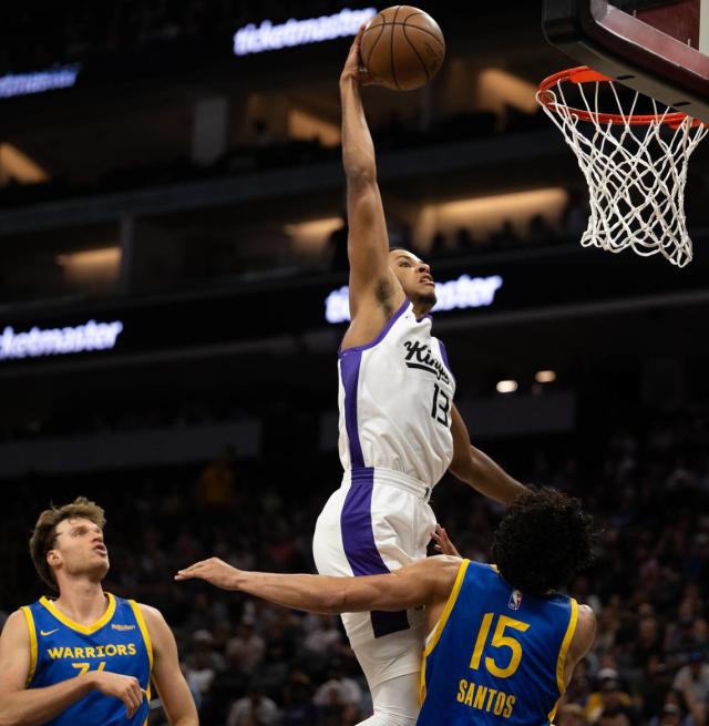Keegan Murray of the Sacramento Kings goes up for a dunk against