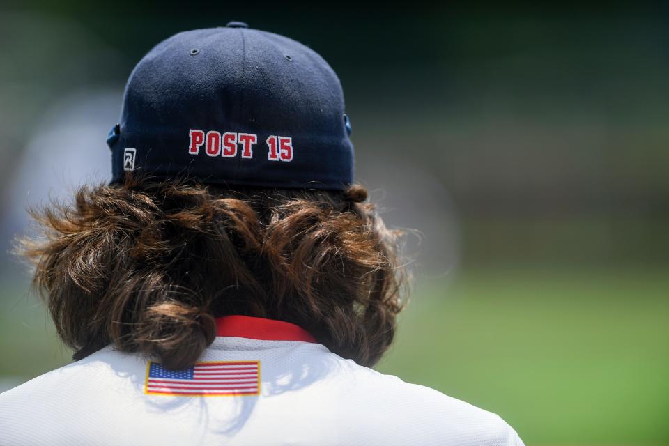 A Sioux Falls West player watches the game before his in the American Legion state baseball tournament on Friday, July 23, 2021 at Aspen Park in Brandon.