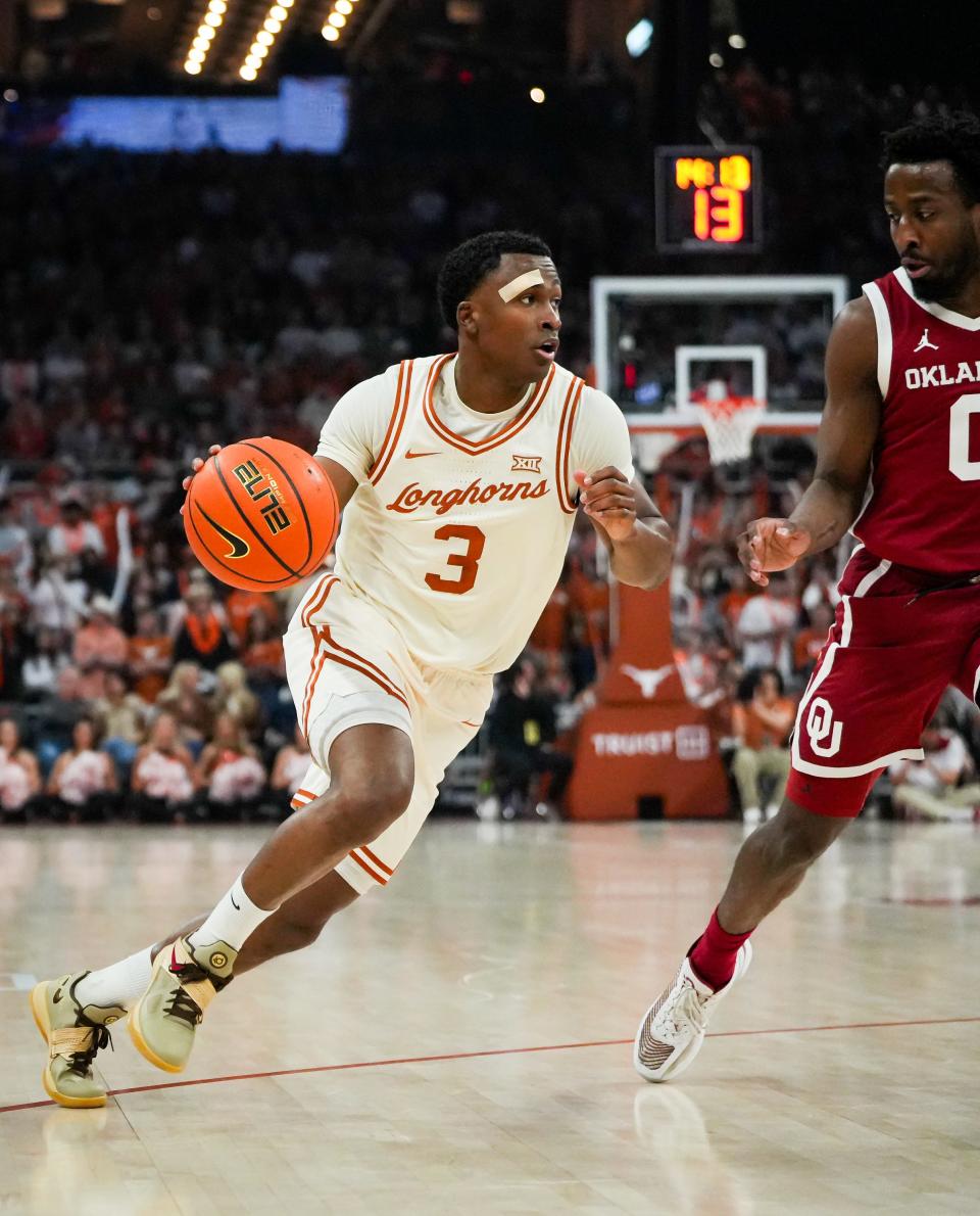 Texas guard Max Abmas will have a particularly tough matchup in the first round of the NCAA Tournament whether the Longhorns face Colorado State or Virginia. Texas flies into Charlotte, N.C., the site of its opening weekend games, on Tuesday, when the team will watch the First Four contest between the Rams and Cavaliers. The winner meets Texas on Thursday.