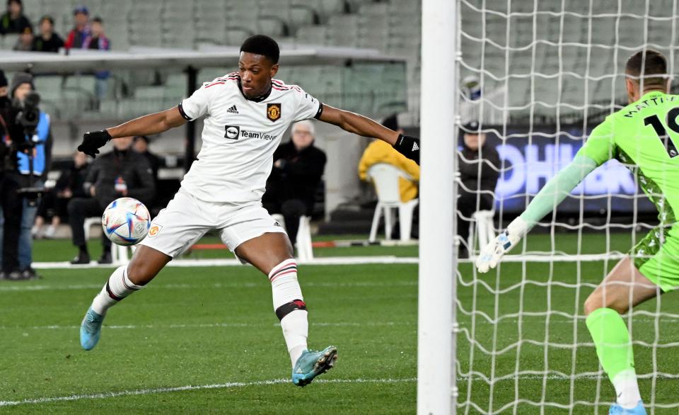 Anthony Martial shoots at goal (AFP via Getty Images)