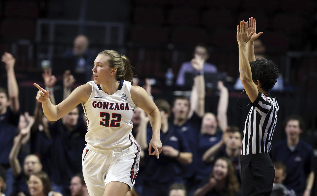 Jill Townsend and the Gonzaga women's basketball team are on the rise. (AP Photo/Isaac Brekken)