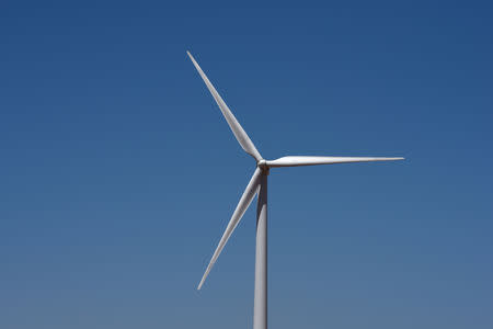 A wind turbine generates power at the Loraine Windpark Project in Loraine, Texas U.S. August 24, 2018. Picture taken August 24, 2018. REUTERS/Nick Oxford/File Photo