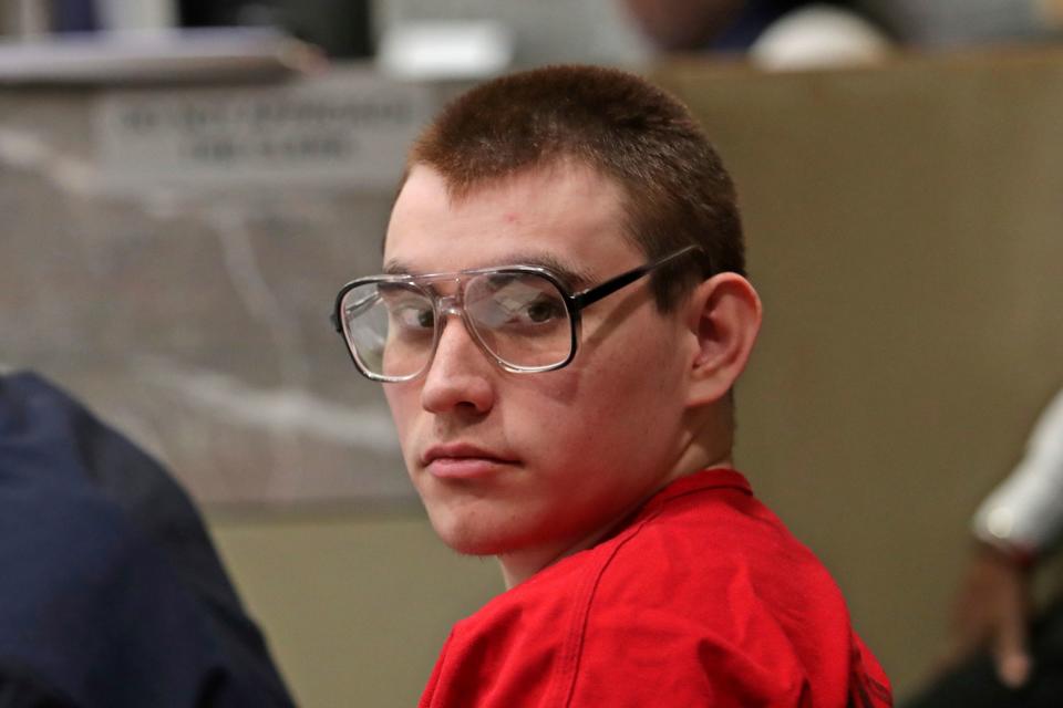 Parkland school shooting suspect Nikolas Cruz sits during a status hearing at the Broward Courthouse in Fort Lauderdale, Fla. on Jan. 16, 2019.