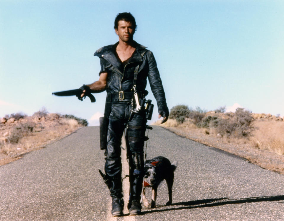 American actor Mel Gibson on the set of Mad Max 2: The Road Warrior written and directed by George Miller. (Photo by Sunset Boulevard/Corbis via Getty Images)