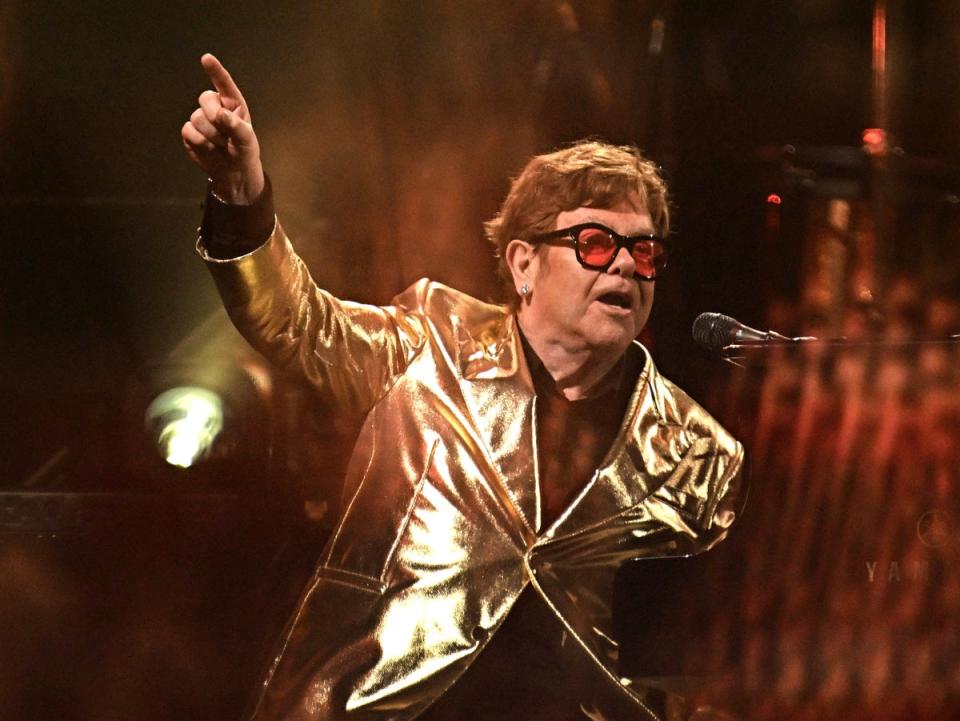 One hell of a retirement party: Elton John closes Sunday night at Glastonbury 2023 (Leon Neal/Getty)