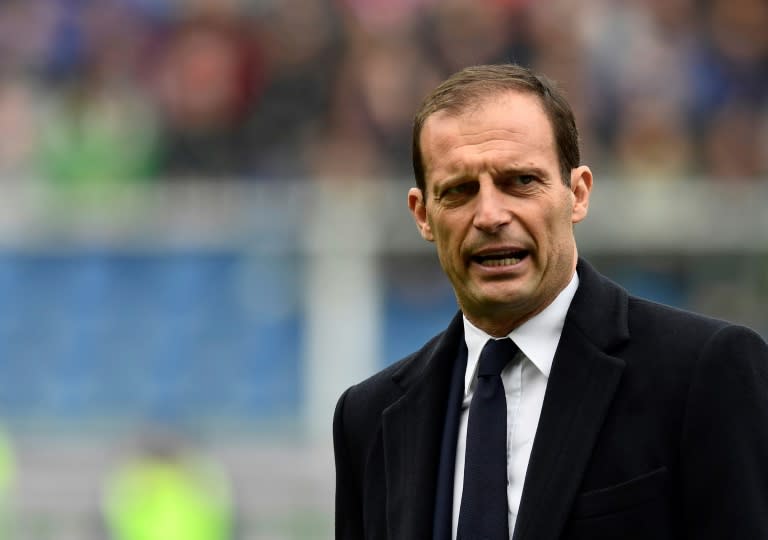 Juventus' Italian coach Massimiliano Allegri, pictured on March 19, 2017, said his flare up at his younger players was fair as "young players are like kids, you have to follow them closely and, with patience, help them grow"