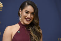 Q'orianka Kilcher arrives at the 70th Primetime Emmy Awards on Monday, Sept. 17, 2018, at the Microsoft Theater in Los Angeles. (Photo by Jordan Strauss/Invision/AP)