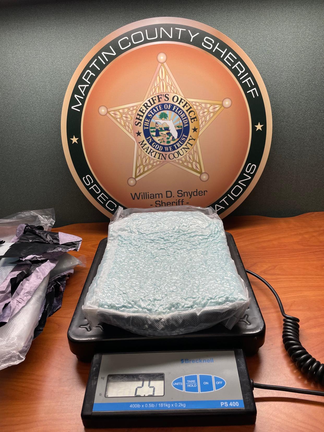 At roughly five pounds, the seizure of 20,000 fentanyl-laced, opioid pills during an April 23, 2024 Martin County Sheriff's Office traffic stop on Florida's Turnpike was considered to be the largest-ever amount of the narcotic recovered by law enforcement in the county.