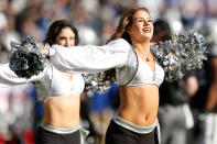 <p>The Oakland Raiders Raiderettes perform during their NFL game against the New York Giants at Oakland-Alameda County Coliseum on December 3, 2017 in Oakland, California. (Photo by Lachlan Cunningham/Getty Images) </p>