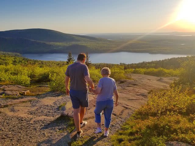 @grandmajoysroadtrip Brad and Joy at Cadillac Mountain in Acadia National Park in 2019