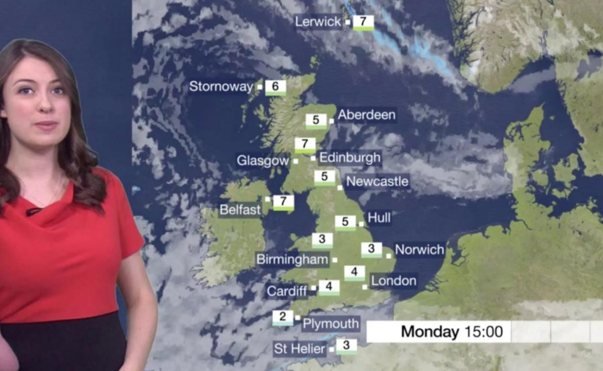The BBC weather graphic, which show much of Europe