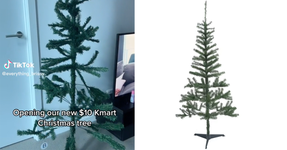 A Kmart shopper's spindly Christmas tree compared to item advertised on website. 